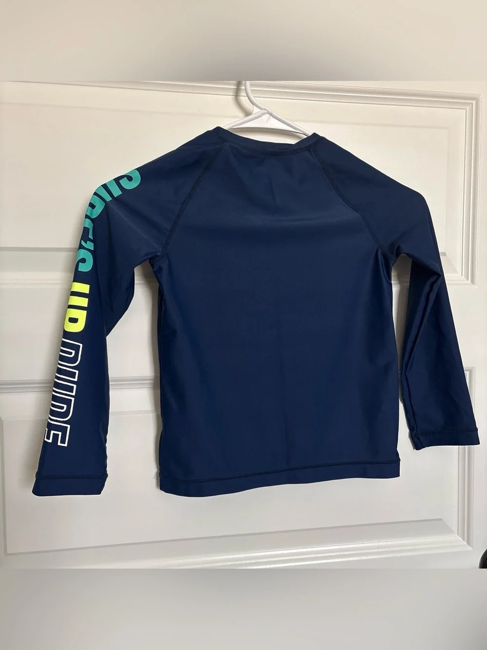 OshKosh B'gosh Navy Long-Sleeve Rash Guard with Teal and Neon Yellow Accents
